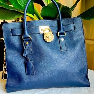 Michael Kors Hamilton Large Navy Leather Shopper